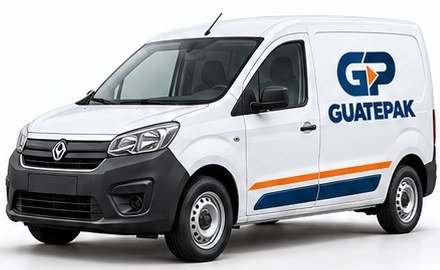 Camioneta blanca de reparto para encomiendas